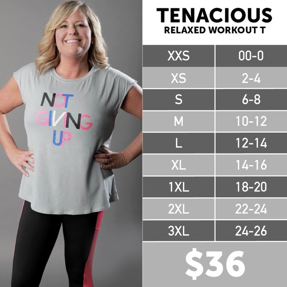 NWT Lularoe Rise TENACIOUS - Relaxed Workout T - Picture 7 of 7